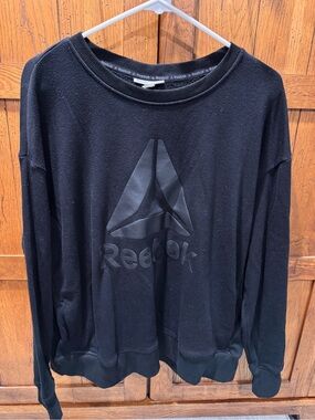 Reebok Black Crewneck Sweatshirt with Raised Logo